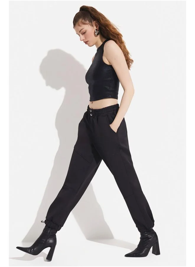 JUNE June Elastic Leg Trouser Black