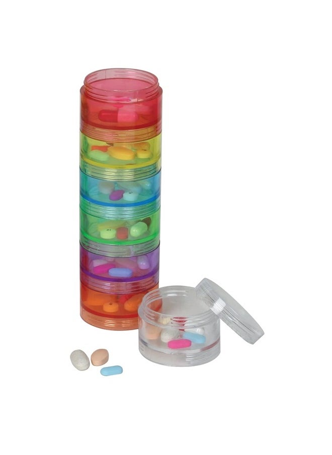Ezy Dose Ezy Dose Stackable (7-Day) Pill, Medicine, Vitamin Organizer Box | Weekly, Daily Planner | Large & Extra Storage Compartments |Rainbow Colored Containers  - Image 1