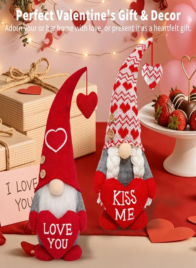 OLANRUN Valentines Day Decorations, 2Pcs Valentines Gnomes Plush Decor & Gifts for Her/Him, Valentines Day Decor Indoor with “Love ME” “KISS ME” for Home Office Table Tiered Tray Mantel - Image 5