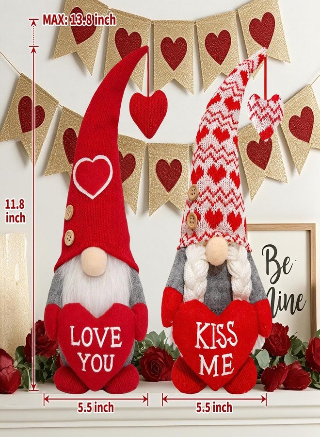 OLANRUN Valentines Day Decorations, 2Pcs Valentines Gnomes Plush Decor & Gifts for Her/Him, Valentines Day Decor Indoor with “Love ME” “KISS ME” for Home Office Table Tiered Tray Mantel - Image 3