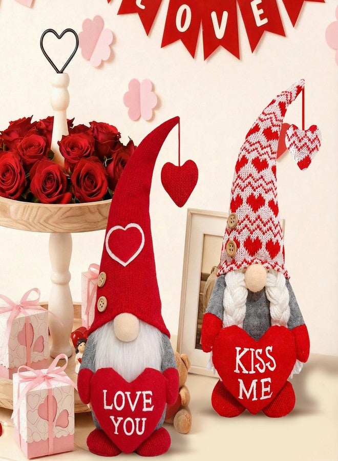 OLANRUN Valentines Day Decorations, 2Pcs Valentines Gnomes Plush Decor & Gifts for Her/Him, Valentines Day Decor Indoor with “Love ME” “KISS ME” for Home Office Table Tiered Tray Mantel - Image 4