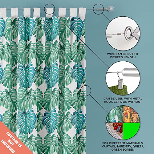 Willow And Eva Wire Curtain Hanging System - 16ft Stainless Steel Room Divider Rod | Willow & Eva - Image 4