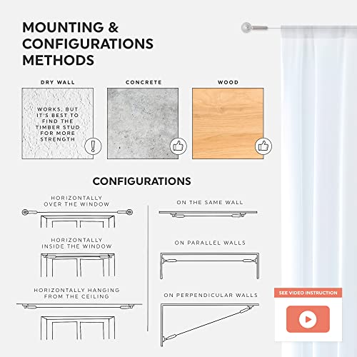 Willow And Eva Wire Curtain Hanging System - 16ft Stainless Steel Room Divider Rod | Willow & Eva - Image 3