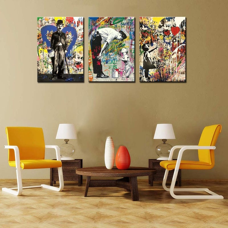 BPA Large 3-Piece Street Art Canvas Wall Art Set - Image 3