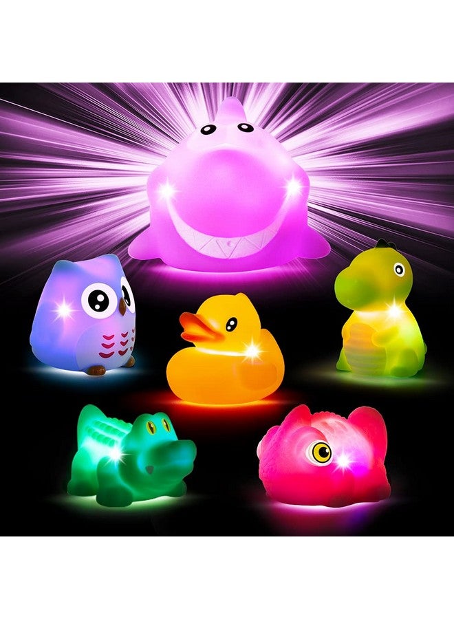 Woby Bath Toys for Toddlers 1-3,No Hole Light Up Bath Toys Baby Bathtub Toys Bathroom Floating Animal Set with Colorful Flashing LED Light for Baby (Funny Forest Animal Style) - Image 1
