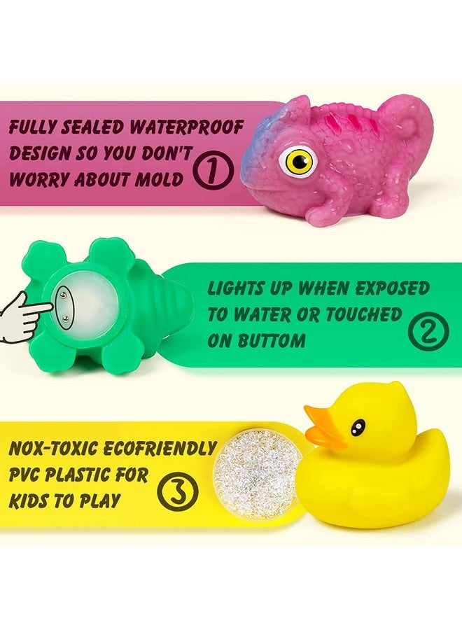 Woby Bath Toys for Toddlers 1-3,No Hole Light Up Bath Toys Baby Bathtub Toys Bathroom Floating Animal Set with Colorful Flashing LED Light for Baby (Funny Forest Animal Style) - Image 3