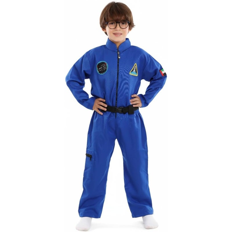 UAE Astronaut Space Explorer Uniform Clothing Set Blue One-Piece Jumpsuit, polyester blend, vibrant blue, lightweight and stretchy for active play - Image 2