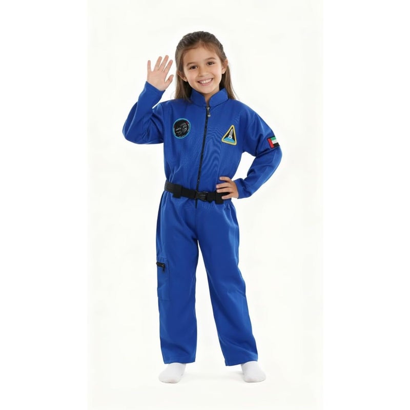 UAE Astronaut Space Explorer Uniform Clothing Set Blue One-Piece Jumpsuit, polyester blend, vibrant blue, lightweight and stretchy for active play - Image 5