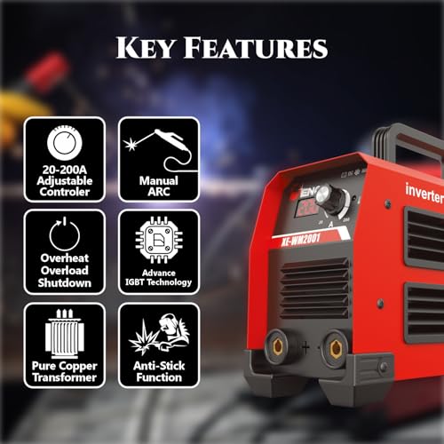 Enon 200A Inverter ARC Welding Machine (IGBT), Hot Start, Anti-Stick Functions, Arc Force Control, LED Display, Portable, Welding Machine, Diy, Welding Accessories - 6 Month Warranty (XE-WM2001) - Image 3
