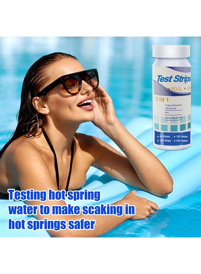 JS 50 Strips Pool Test Strips - 3-in-1 Pool Water Testing Kit for Chlorine/Bromine, pH, Alkalinity - Easy and Accurate Hot Tub Test Strips for Swimming Pools & Spas - Image 3