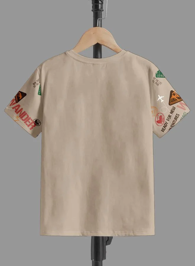 CODEZ Kids Beige Graphic Print T-Shirt