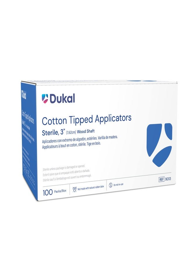 Dukal 9013-BX Cotton Tipped Applicator, Sterile, 3" (Box of 100pks)(2/pk)(200 Applicators) - Image 2