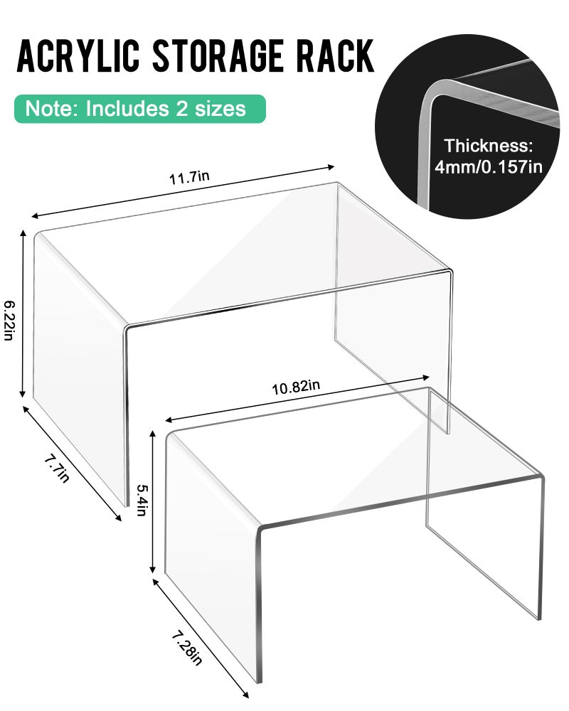 Sahasea Acrylic Cabinet Organizer, Set of 2 Clear Shelf Organizer for Kitchen Pantry Organizers and Storage, Display Cabinet Shelf Room Decor Countertop Desk Shelves, Spice Organization for Cabinet - Image 3
