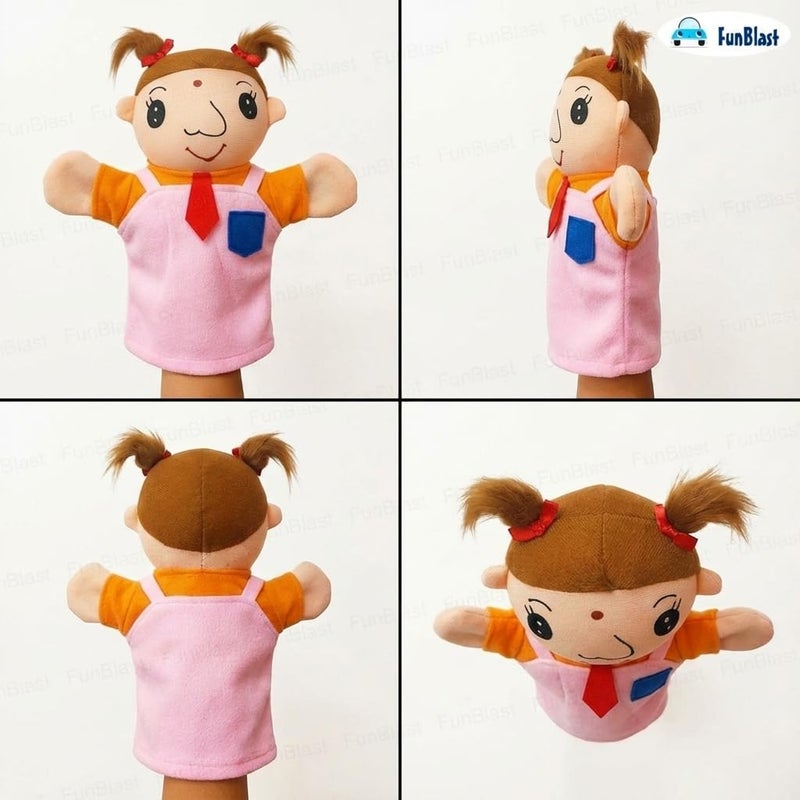 FunBlast دمية يد للأطفال – دمى يدوية محشوة، دمى ناعمة لأفراد العائلة لقصص الأطفال (دمية-ابنة) - Image 5