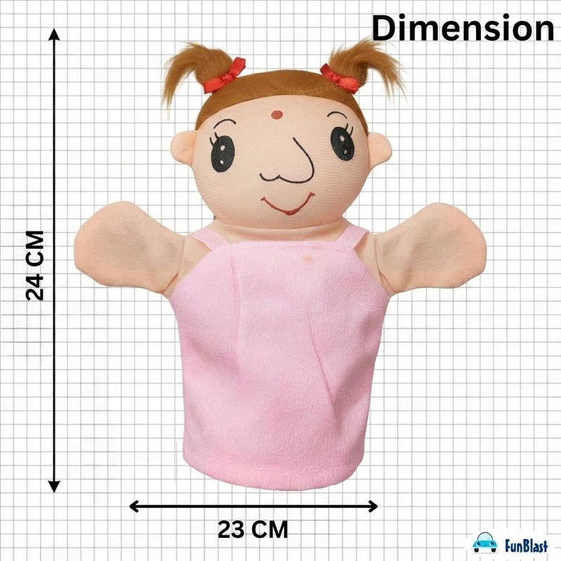 FunBlast دمية يد للأطفال – دمى يدوية محشوة، دمى ناعمة لأفراد العائلة لقصص الأطفال (دمية-ابنة) - Image 2