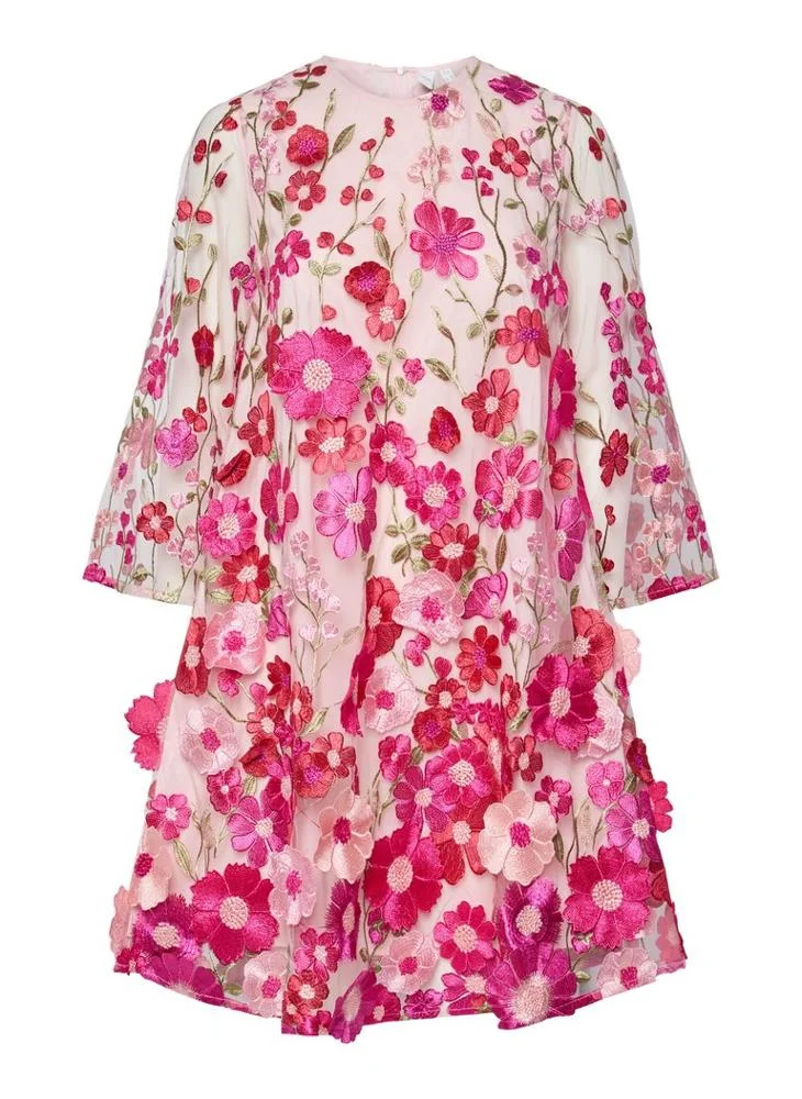 Yas  Floral embroidered A-line dress for Women | Best Price UAE