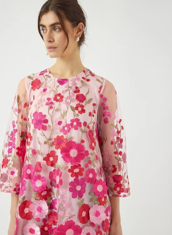 Yas  Floral embroidered A-line dress for Women | Best Price UAE