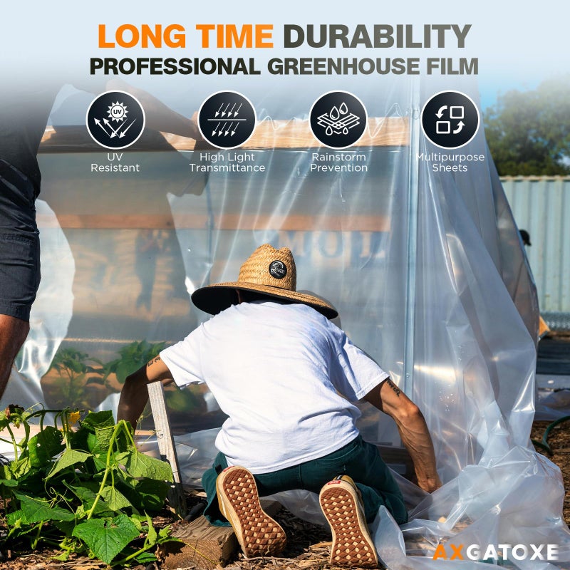 Axgatoxe 6 Mil 10x25 FT Heavy Duty Plastic Sheeting, UV Resistant Tear-Proof for Greenhouse, Construction, Painting, Farm & Floor Protection - Image 4