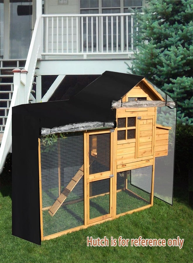 J&C Heavy Duty 420D Double Decker Rabbit Hutch Cover Windproof Waterproof Black Covers for Winter Rectangular Outdoor Bunny Cage Cover for Guinea Pig Cage (No Hutch - Image 2