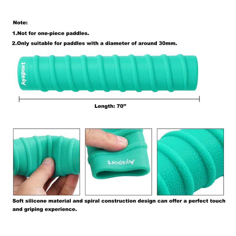Ayaport Kayak Paddle Grips Non-Slip Silicone Wraps Blister Prevention Kayaking Accessories For Take-Apart Paddles (Teal) - Image 2