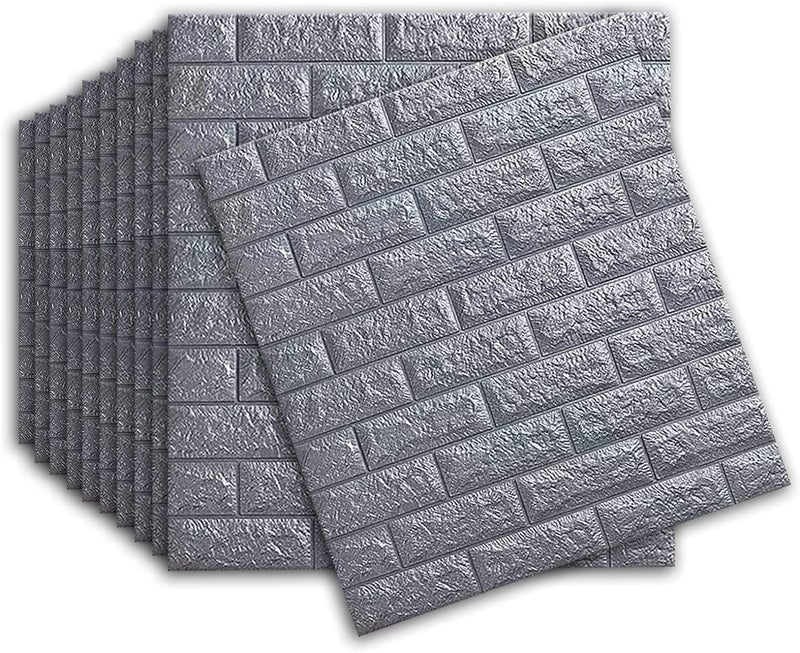 STL Brick Wallpaper - Self Adhesive PE Foam Brick Design 3D Wall Stickers/DIY Wallpaper For Home Hotel Living Room Bedroom & Café (70 X 77Cm, Appx. 5.8Sq Feet) (Grey)-Pack Of 1 - Image 1