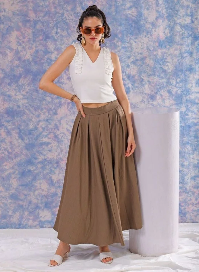 Freehand  Women Regular Fit Solid Scoop Neck Sleeveless Ruffled Top  | Best Price UAE