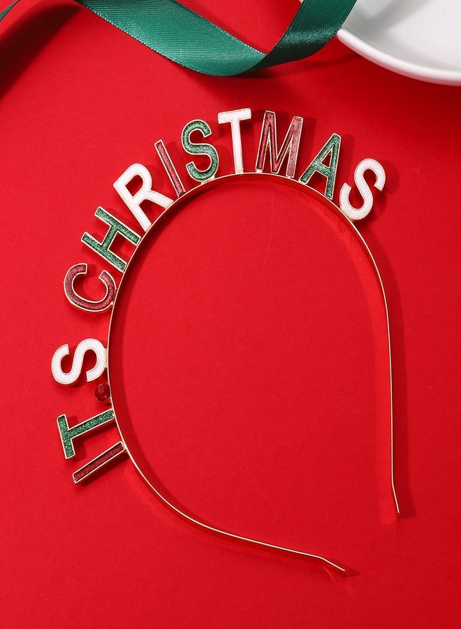 boderier Christmas Headbands for Women Beaded Christmas Tree MERRY CHRISTMAS Tiara Headband Xmas Party Hair Accessories Gifts - Image 3