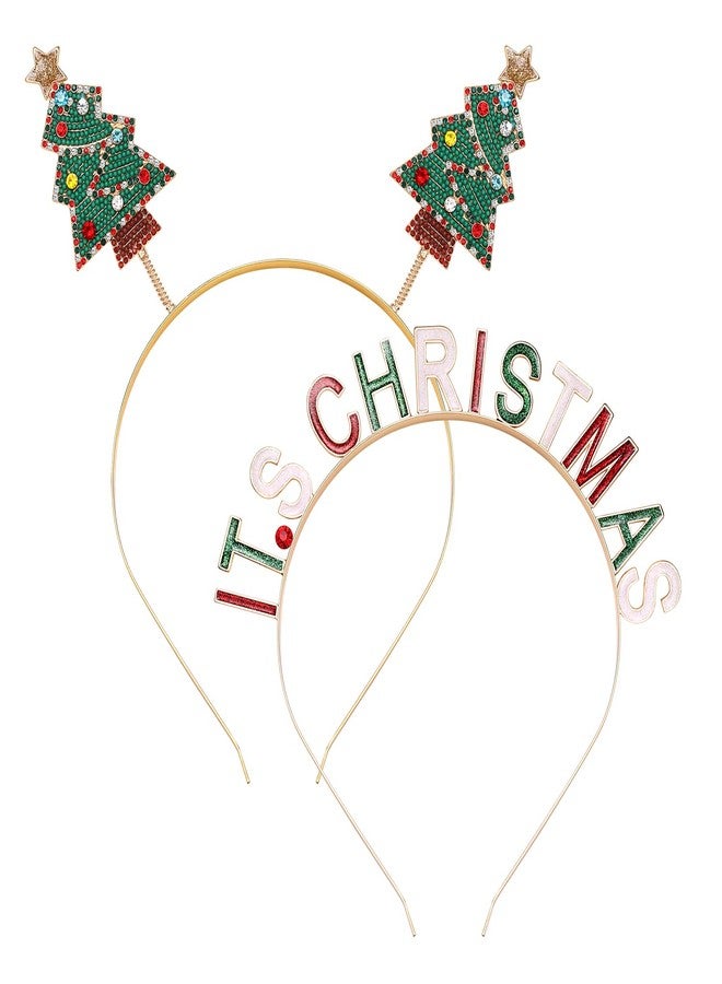 boderier Christmas Headbands for Women Beaded Christmas Tree MERRY CHRISTMAS Tiara Headband Xmas Party Hair Accessories Gifts - Image 1
