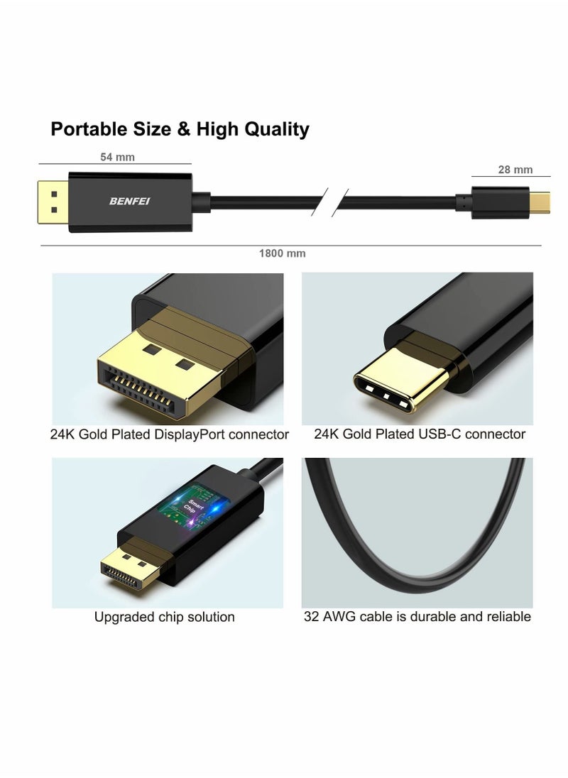 Excefore USB C to DP Cable, 4K@60Hz Type C to DP Cord 6ft  - Image 2