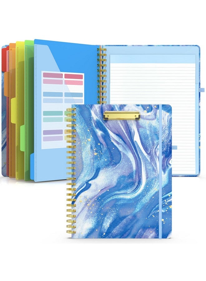 سويز حافظة أوراق مع مفكرة قابلة لإعادة التعبئة، مجلد حافظة أوراق مع 10 جيوب تخزين لحجم الحروف، دفتر ملاحظات حلزوني، محفظة لطيفة للمدرسة أو المكتب أو التمريض - Image 1