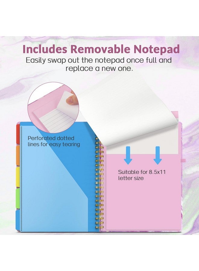 سويز حافظة أوراق مع مفكرة قابلة لإعادة التعبئة، مجلد حافظة أوراق مع 10 جيوب تخزين لحجم الحروف، دفتر ملاحظات حلزوني، محفظة لطيفة للمدرسة أو المكتب أو التمريض - Image 5