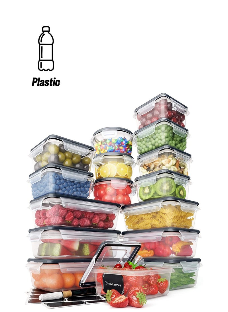TYCOM - TYCOM 16 Piece Food Storage Containers Set with Easy Snap Lids 16 Lids +16 Containers- Airtight Plastic Containers for Pantry & Kitchen Organization - BPA-Free Food Containers Free Labels & Marker - Image 1