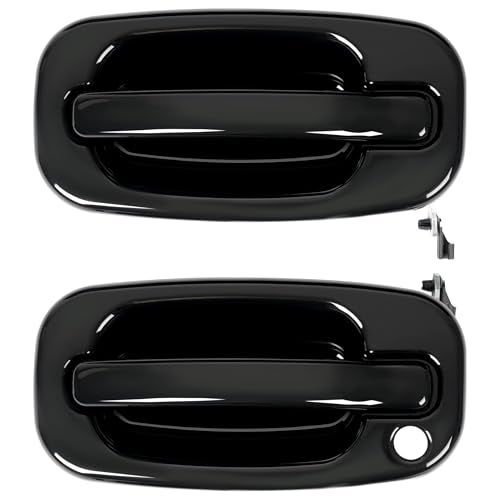 KUAFU Exterior Door Handles Compatible with 1999-2007 Chevy Chevrolet Silverado Suburban Tahoe Avalanche/GMC Sierra Yukon/Cadillac Escalade Outside Door Handles w/1 Keyhole Black FLR - Image 1