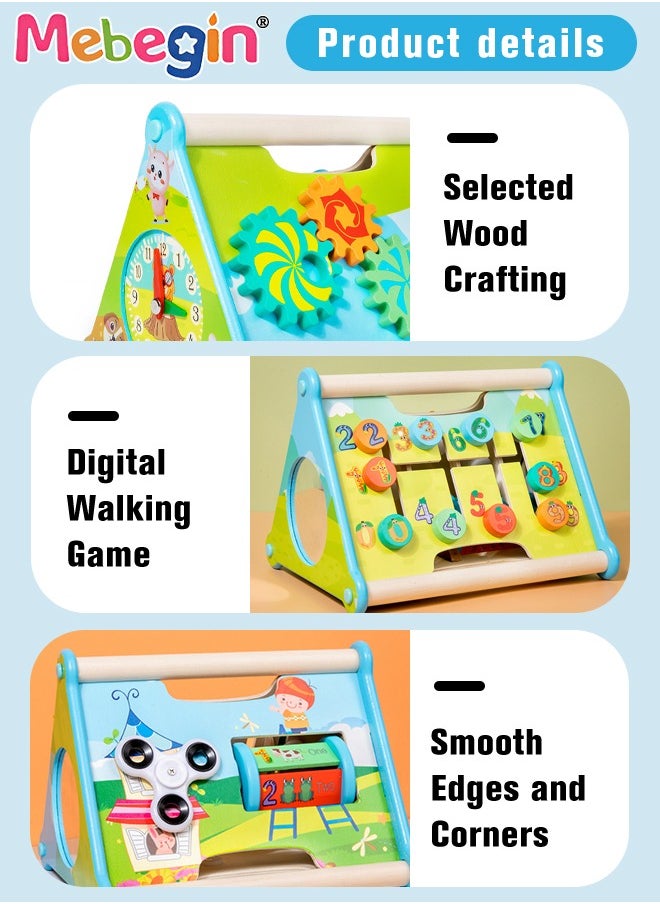 MEBEGIN - 5 in 1 Wooden Activity Centre Triangle Toys, Multifunctional Creative Learning Box, Durable Fun Activity Cube, Baby Motor Skills Toy, Early Educational Toy, Montessori Toy, 23*19.5*16.5cm - Image 1