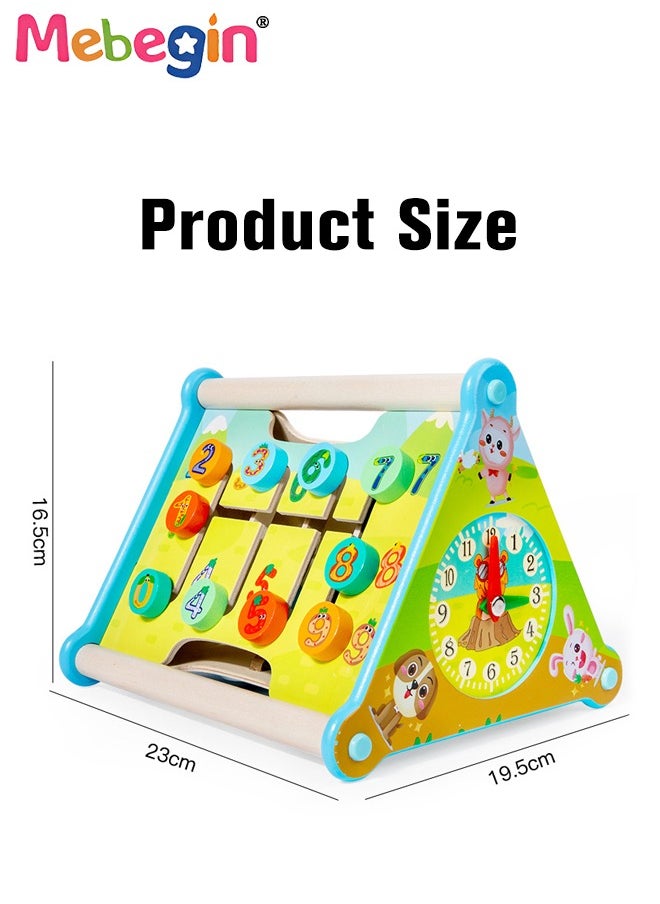 MEBEGIN - 5 in 1 Wooden Activity Centre Triangle Toys, Multifunctional Creative Learning Box, Durable Fun Activity Cube, Baby Motor Skills Toy, Early Educational Toy, Montessori Toy, 23*19.5*16.5cm - Image 1