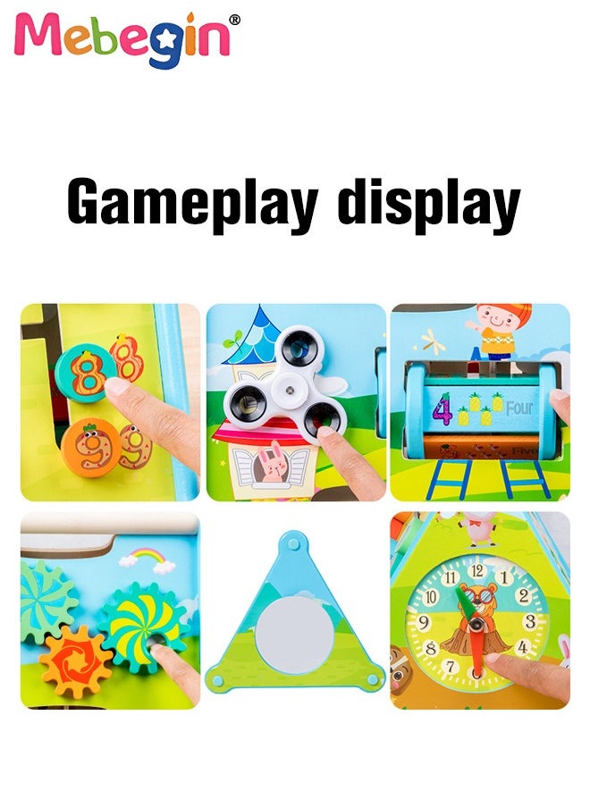 MEBEGIN - 5 in 1 Wooden Activity Centre Triangle Toys, Multifunctional Creative Learning Box, Durable Fun Activity Cube, Baby Motor Skills Toy, Early Educational Toy, Montessori Toy, 23*19.5*16.5cm - Image 1
