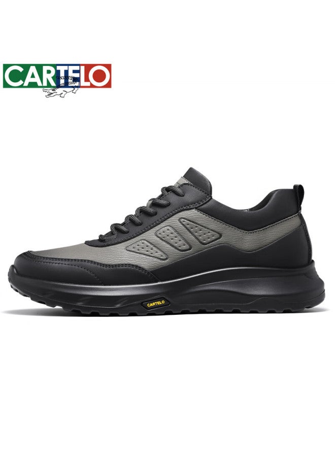 Cartelo Men's Genuine Leather Business Casual Sneakers, Soft-soled Casual Leather Shoes For Men, Style 5222, Rock Gray, Size 40 - Image 2