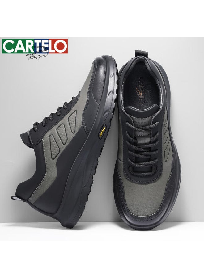 Cartelo Men's Genuine Leather Business Casual Sneakers, Soft-soled Casual Leather Shoes For Men, Style 5222, Rock Gray, Size 40 - Image 5