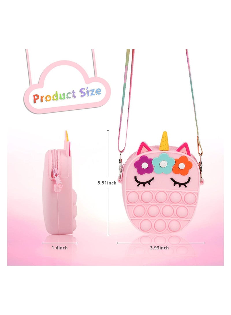 GGEROU Pop Purse Unicorn for Girls, Pop On Its Fidget Purse Shoulder Bag Best Gift, Push Bubble Popit New Year Present Handbag Crossbody Bag - Image 3