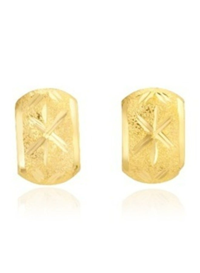 Hamsa.ae 18K Pure Gold Curved Screw Earring Set 