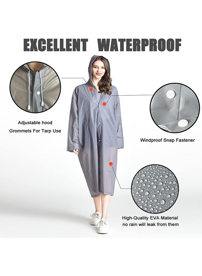 2-Piece Unisex Raincoat, Sport Outdoor Travel Waterproof Hooded EVA Drawstring Regular Size-Grey - Image 3