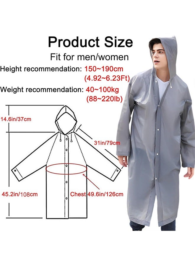 2-Piece Unisex Raincoat, Sport Outdoor Travel Waterproof Hooded EVA Drawstring Regular Size-Grey - Image 2