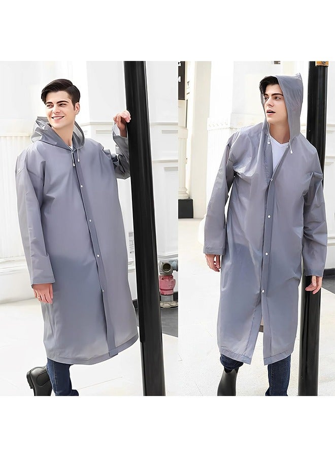 2-Piece Unisex Raincoat, Sport Outdoor Travel Waterproof Hooded EVA Drawstring Regular Size-Grey - Image 4