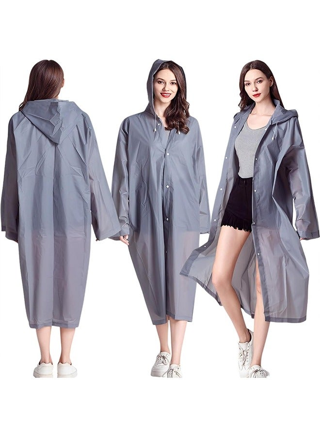 2-Piece Unisex Raincoat, Sport Outdoor Travel Waterproof Hooded EVA Drawstring Regular Size-Grey - Image 5