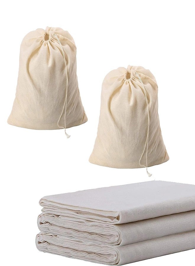 SONU COMMERICAL SONU Commercial Muslin Cheesecloth and Filter Bag Set for Paneer, Sprouts, Sauces – 1 Meter Muslin Cloth + 2 Cotton Bags for Almond Milk, Hung Curd, Juice & Yogurt Straining - Image 1
