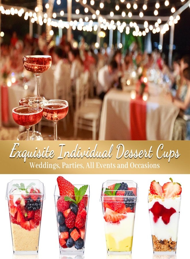 TOFLEN 50 Pack 5 oz Plastic Dessert Cups with Lids for Party, Mini Dessert Cups with Spoons Dessert Shooter Cups for Yogurt Parfait, Appetizer, Pudding, Fruit and Ice Cream - Image 4