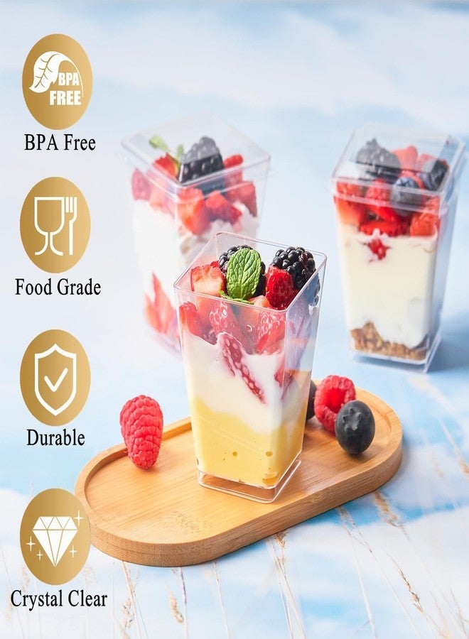 TOFLEN 50 Pack 5 oz Plastic Dessert Cups with Lids for Party, Mini Dessert Cups with Spoons Dessert Shooter Cups for Yogurt Parfait, Appetizer, Pudding, Fruit and Ice Cream - Image 3