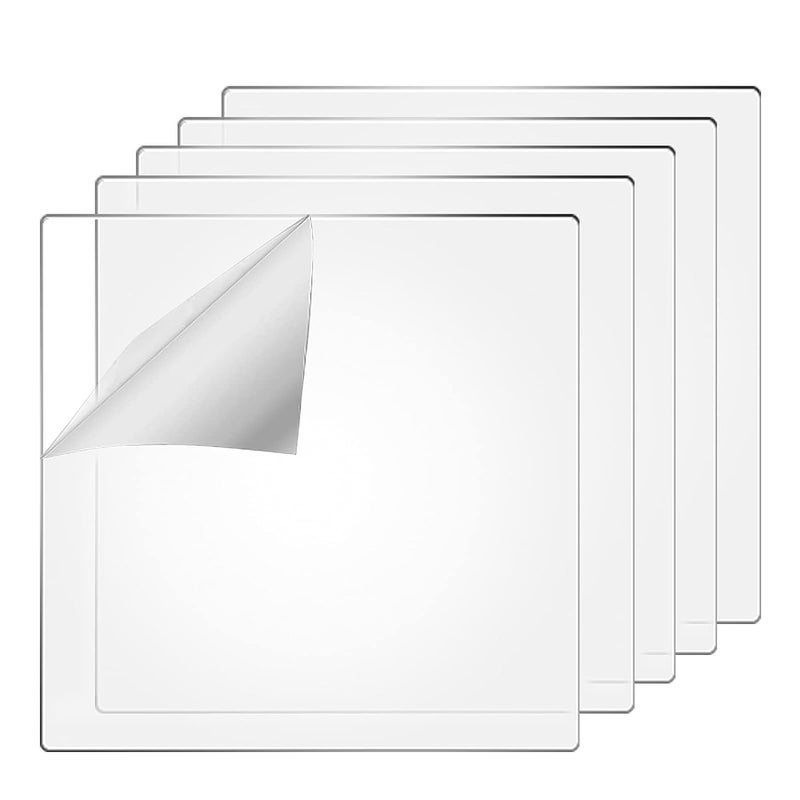 NIYANETAIL Clear Acrylic Sheets 5 x 5 Inches 1mm Thick Transparent Square Panels for Crafts DIY Projects and Painting Supplies 8 Pieces