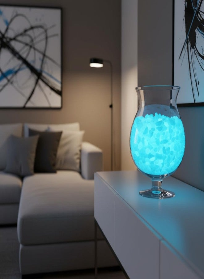 Shiny Stone Glow in The Dark Aquarium Neon Gravel Sand, Decorative Rocks for Fish Tank and Fairy Garden, Home Dec,305g/0.67lbs (Sky Blue, 5-8mm) - Image 3