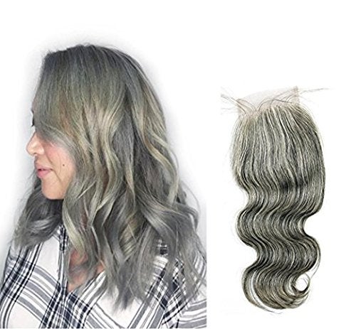 Ms Fenda Hair 100 Raw Virgin Malaysian Human Hair Body Wave style Grey Color Weaving Wefts Bleached Knots 4X4 Lace Closure 10inch 4x4closurebody wave